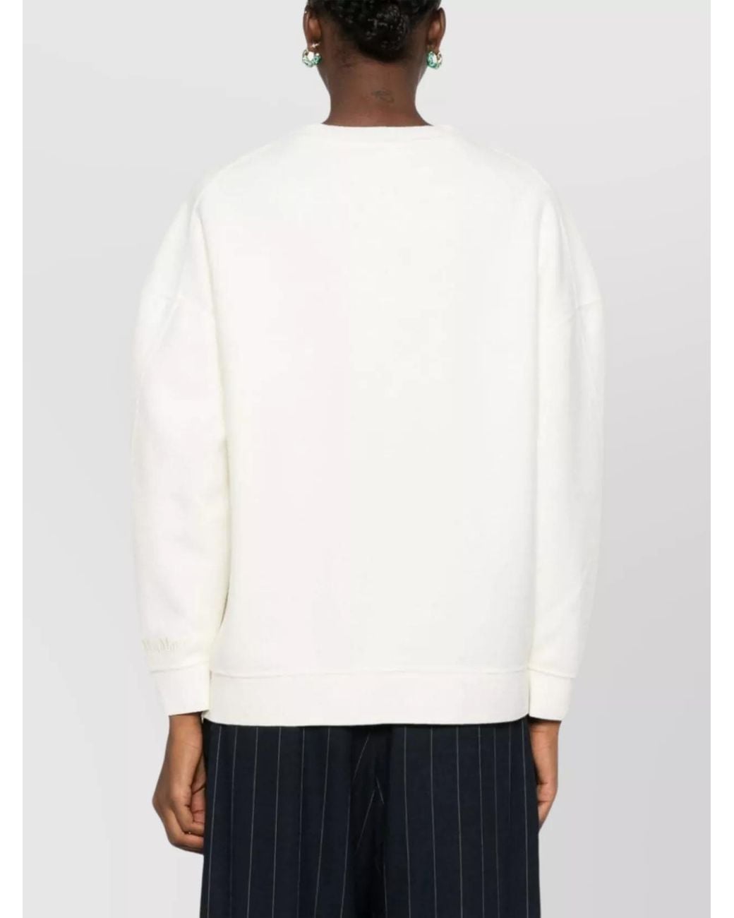 Max Mara White Cashmere Wool Ribbed Crewneck Jumper