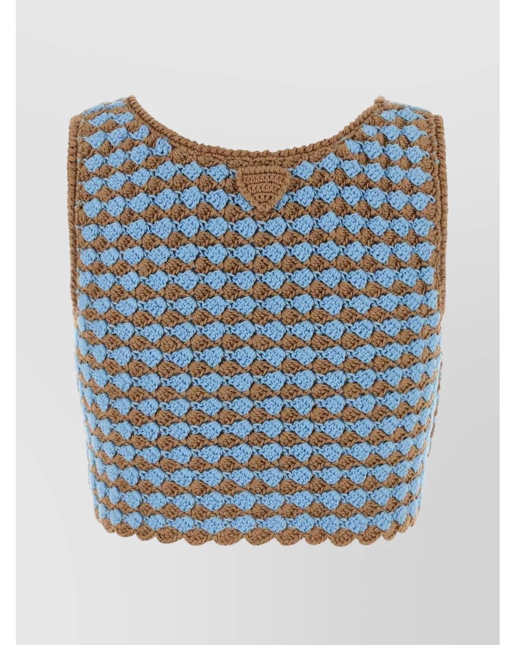 Prada Blue Tow-Tone Crochet Crop Top