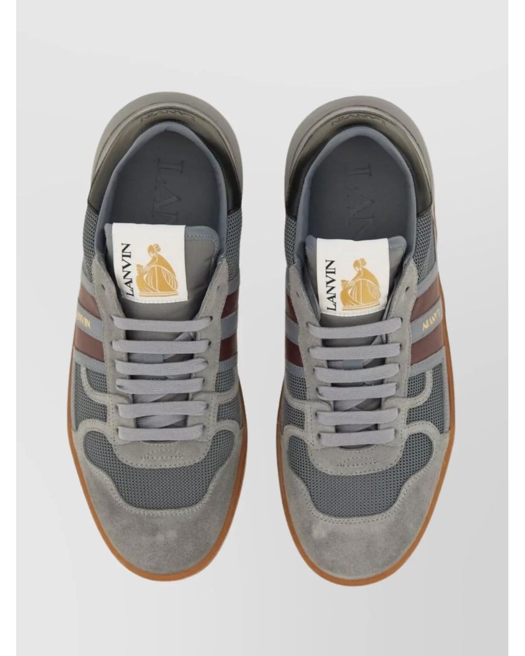 Lanvin Gray Mesh And Suede Leather Low-Top Sneakers