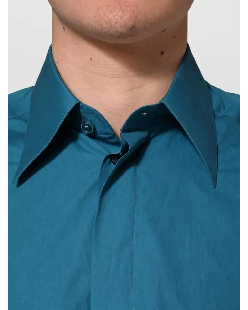 Dolce & Gabbana Blue Cotton Long-Sleeve Dress Shirt for men