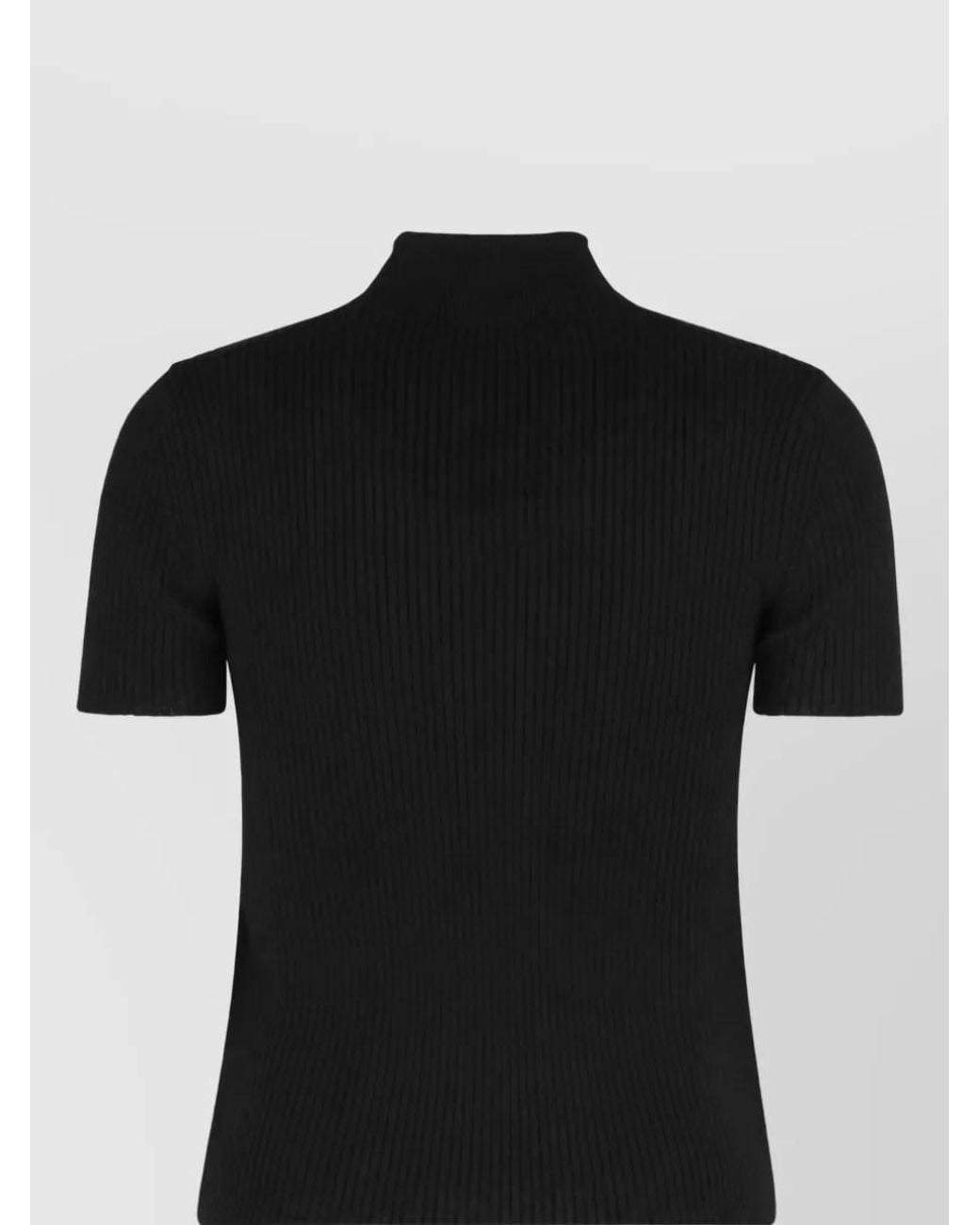 DIESEL Black Ribbed Wool Cutout Turtleneck Top