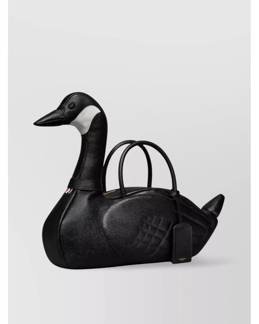 Thom Browne Black Leather Tote Bag for men