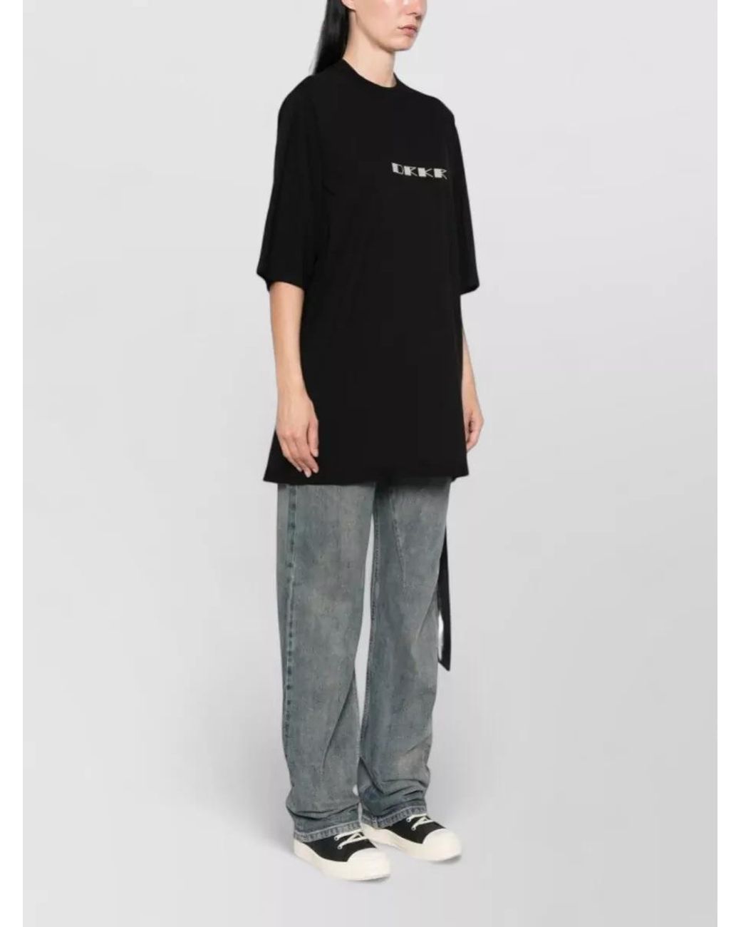 Rick Owens Black Printed Cotton T-Shirt