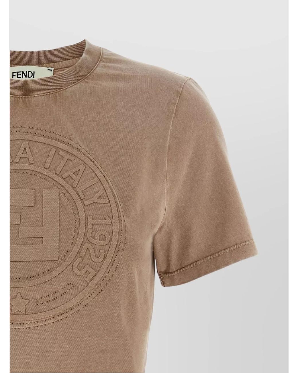 Fendi Natural Cotton Cropped Logo T-Shirt