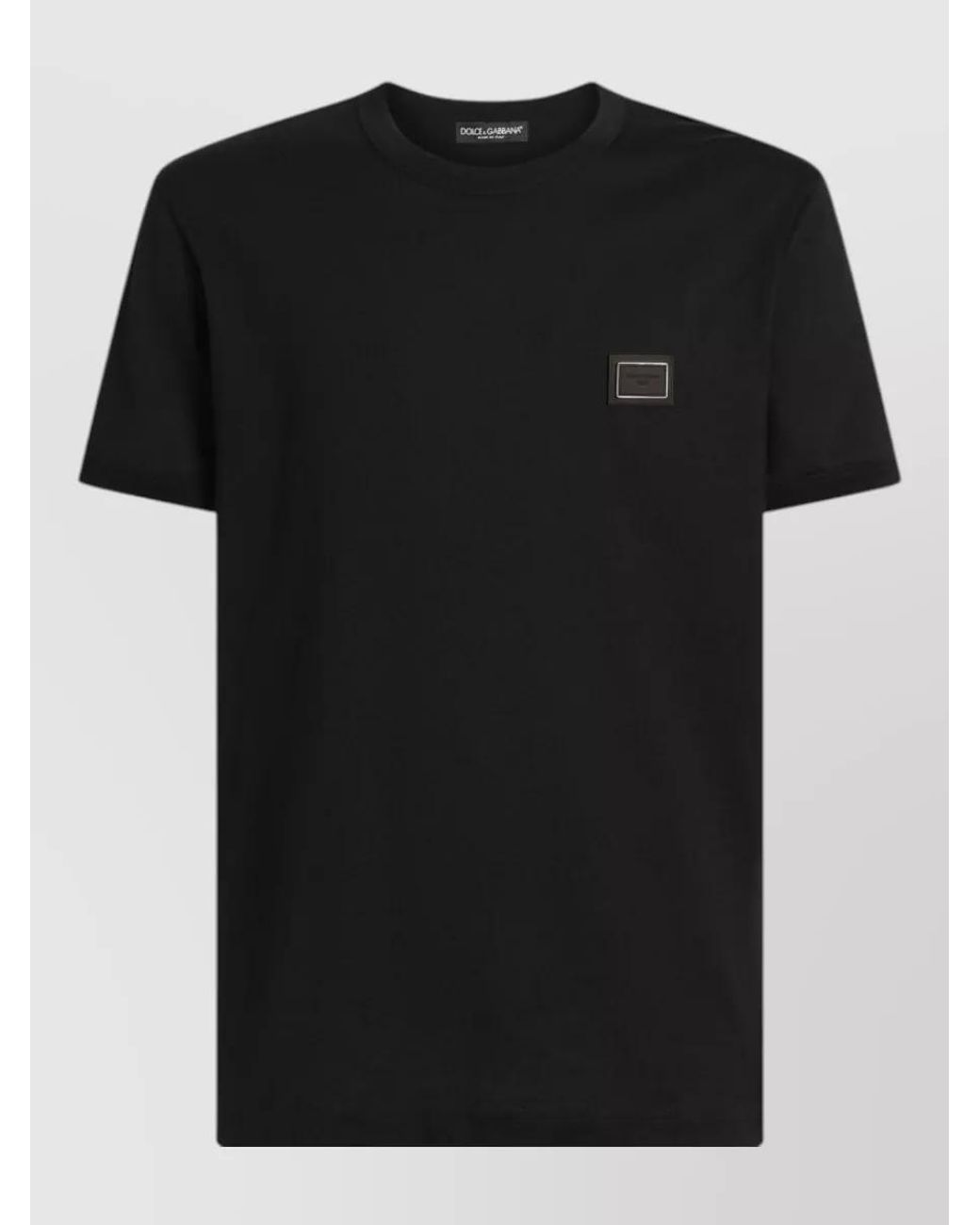 Dolce & Gabbana Black Leather Patch T-Shirt for men