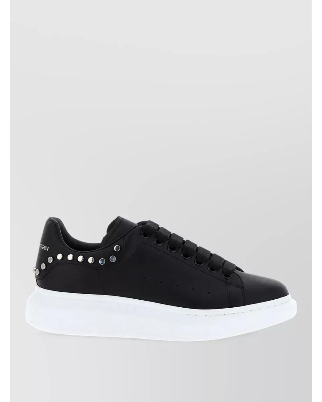 McQueen Black Leather Oversized Sole Low-Top Sneakers for men