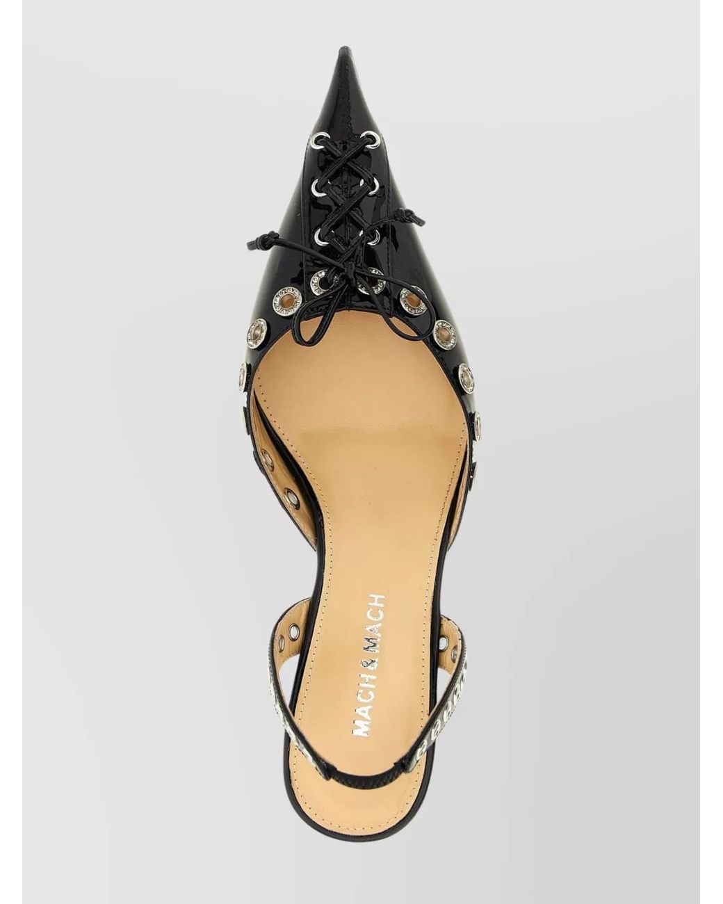 Mach & Mach Metallic Leather Crystal-Embellished Slingback Pumps