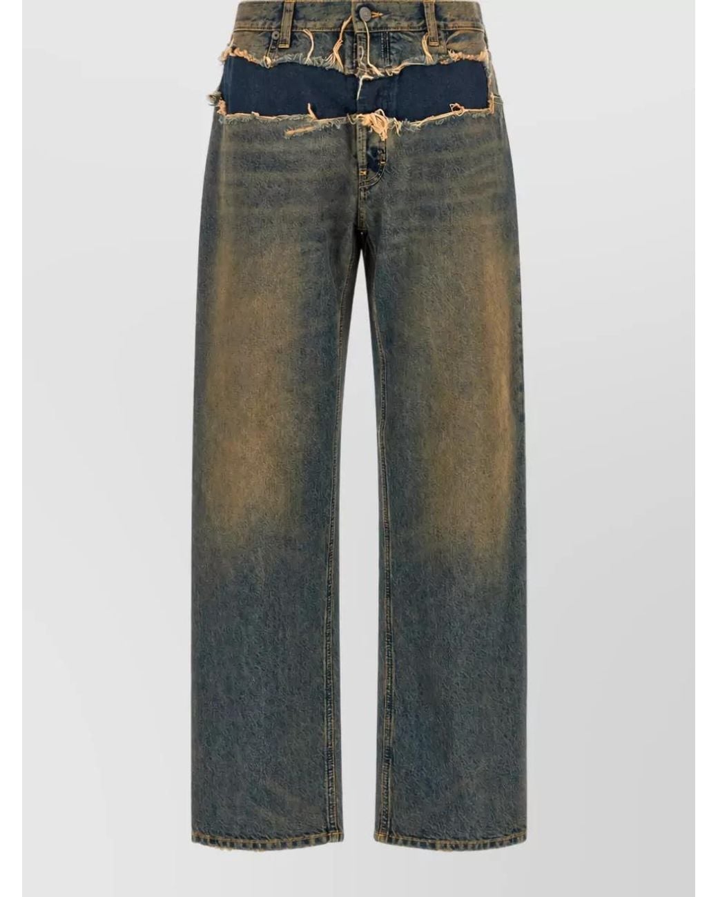 Maison Margiela Green Distressed Straight-Leg Cutout Denim Jeans