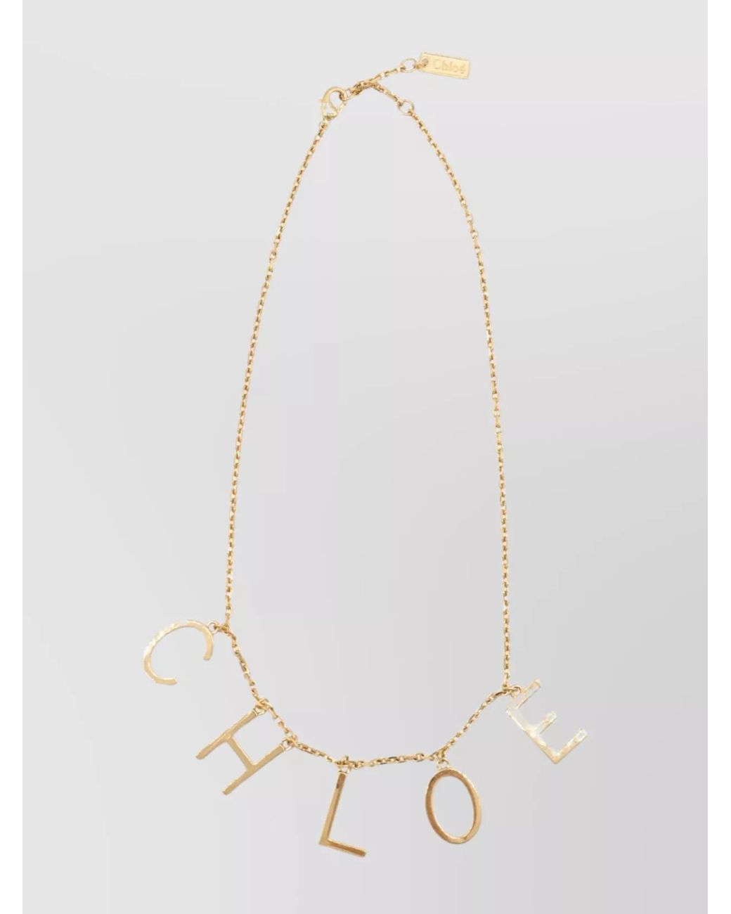 Chloé White Brass Logo-Pendant Necklace