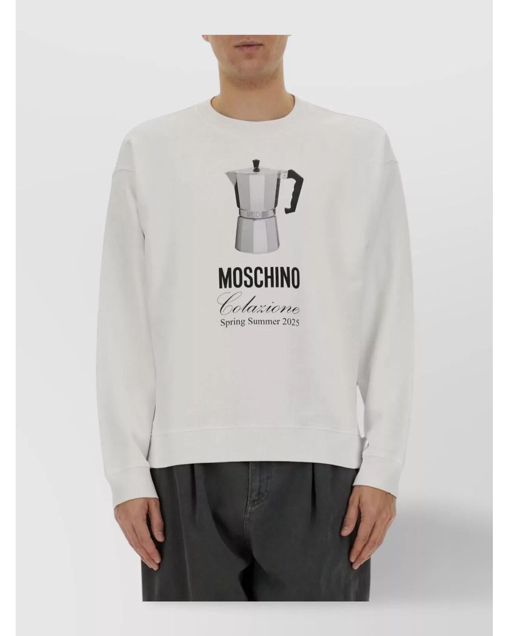 Moschino White Regular-Fit Cotton Sweatshirt for men
