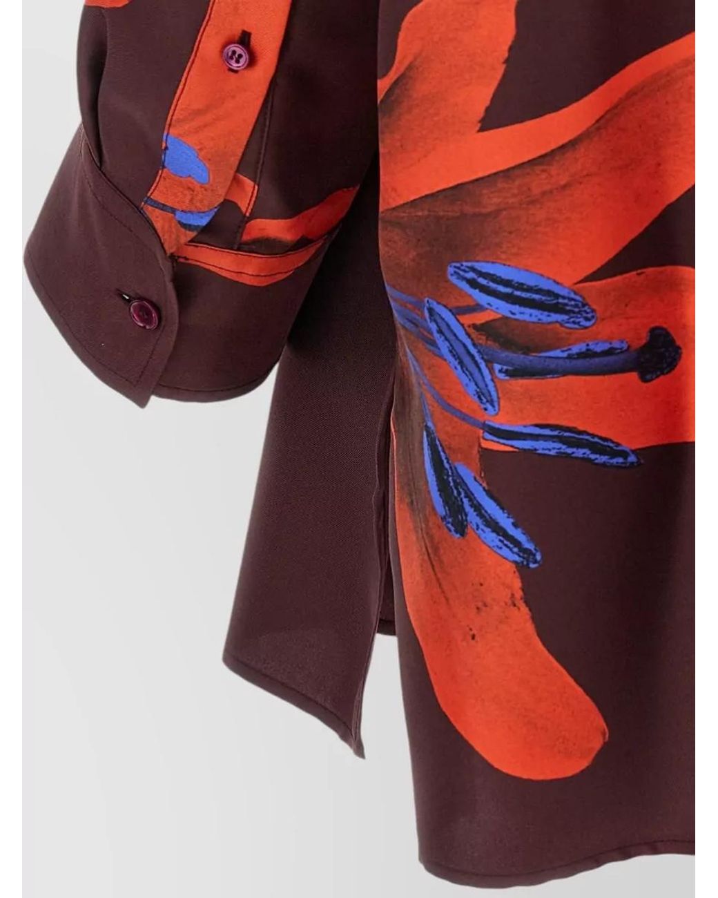 McQueen Red Silk Printed Long-Sleeve Shirt for men