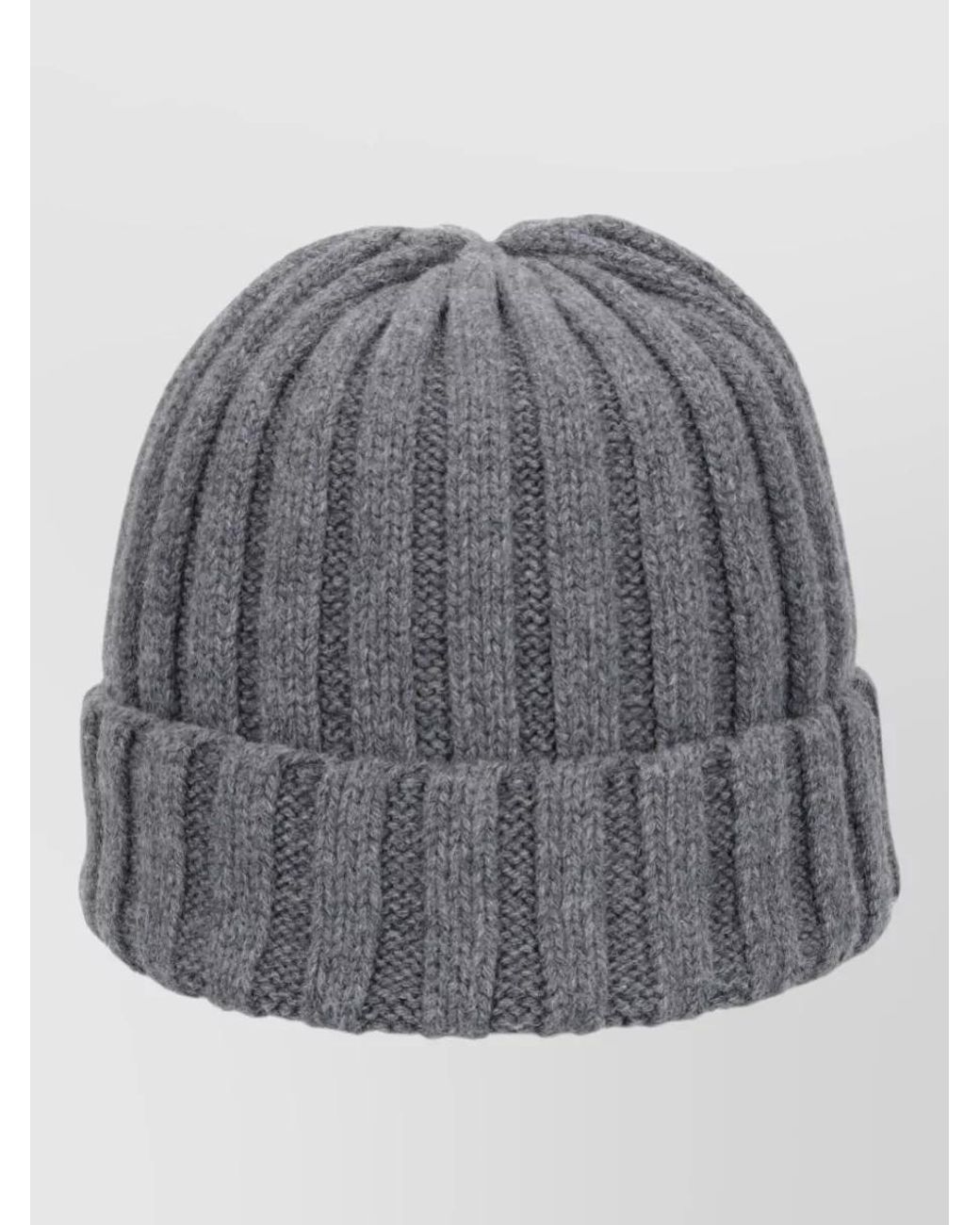 Borsalino Gray Ribbed Cashmere Beanie