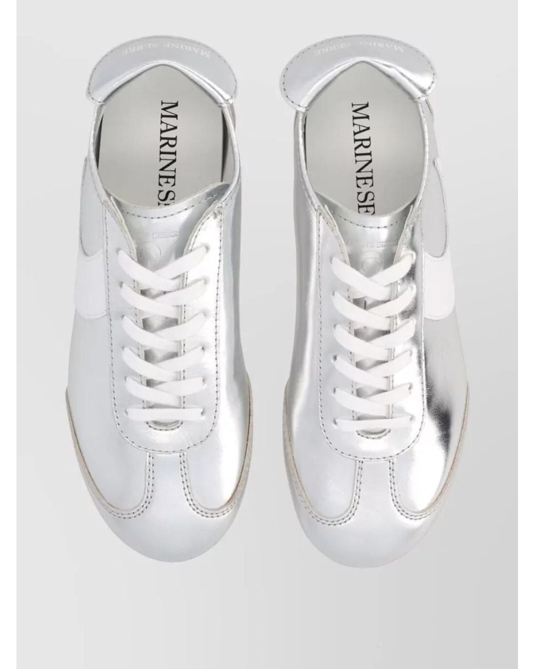MARINE SERRE White Metallic Leather Low-Top Sneakers
