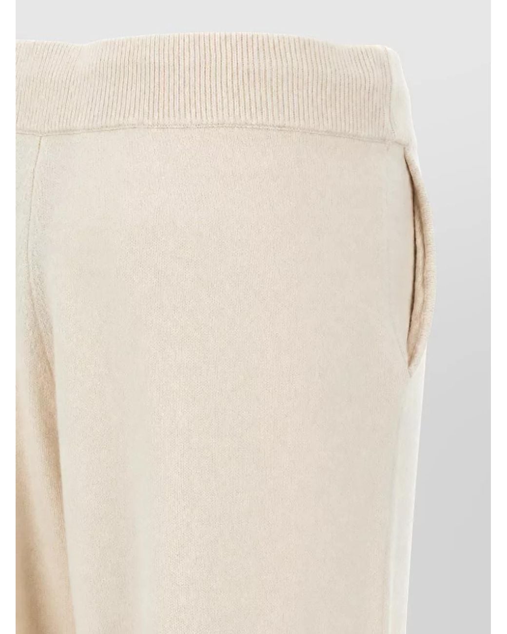 Yves Salomon Natural Cashmere Wool Ribbed Cuff Sweatpants