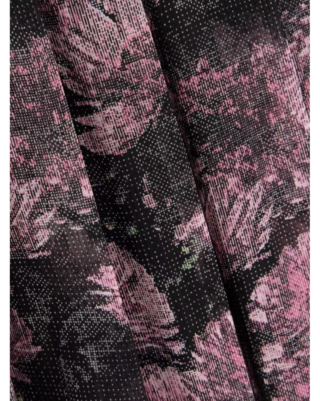 Tory Burch Multicolor Pleated Floral Silk Skirt Midi-Length