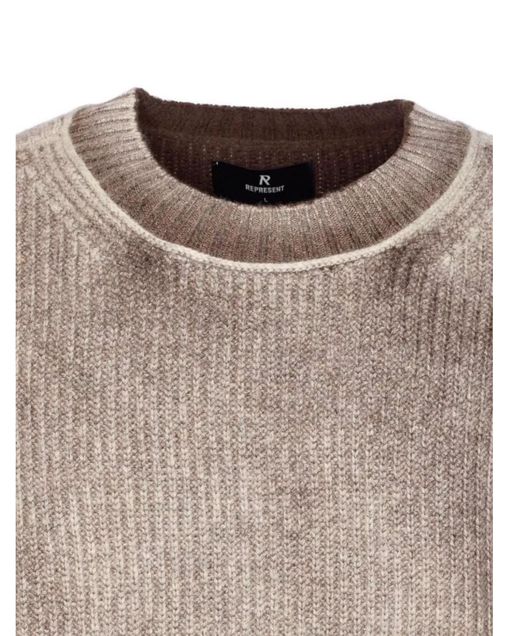 Represent Natural Wool Reversible Ribbed Crew-Neck Jumper for men