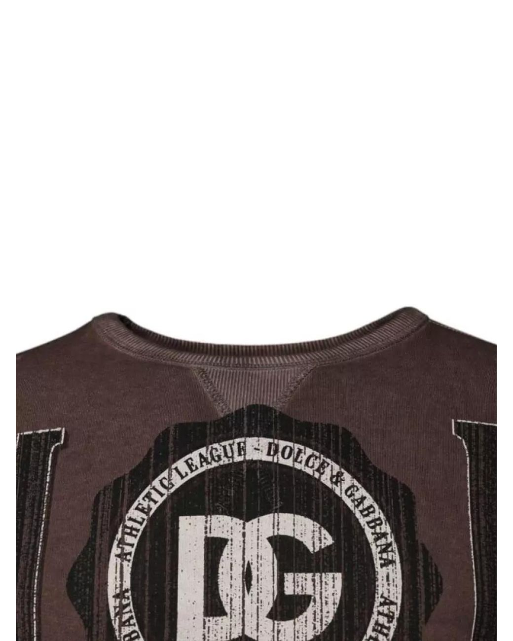 Dolce & Gabbana Brown Logo Print Crew Neck Pullover Sweatshirt for men
