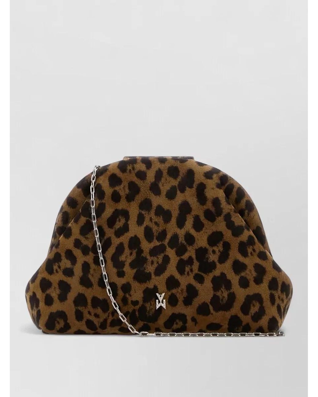 AMINA MUADDI Brown Micro Leopard Suede Clutch Bag