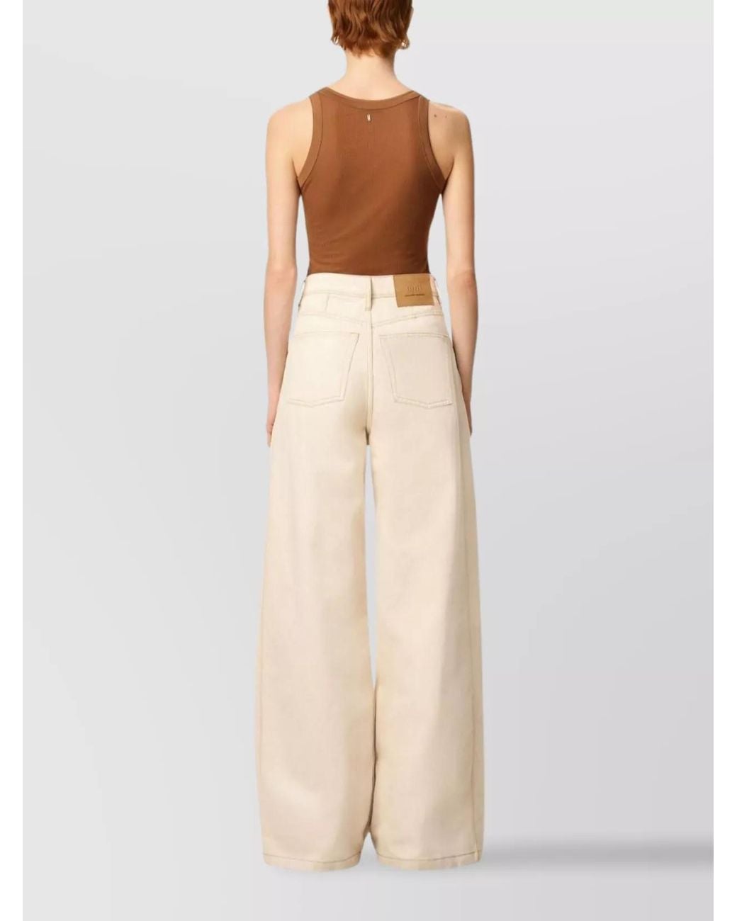 AMI Natural Denim Wide-Leg Jeans