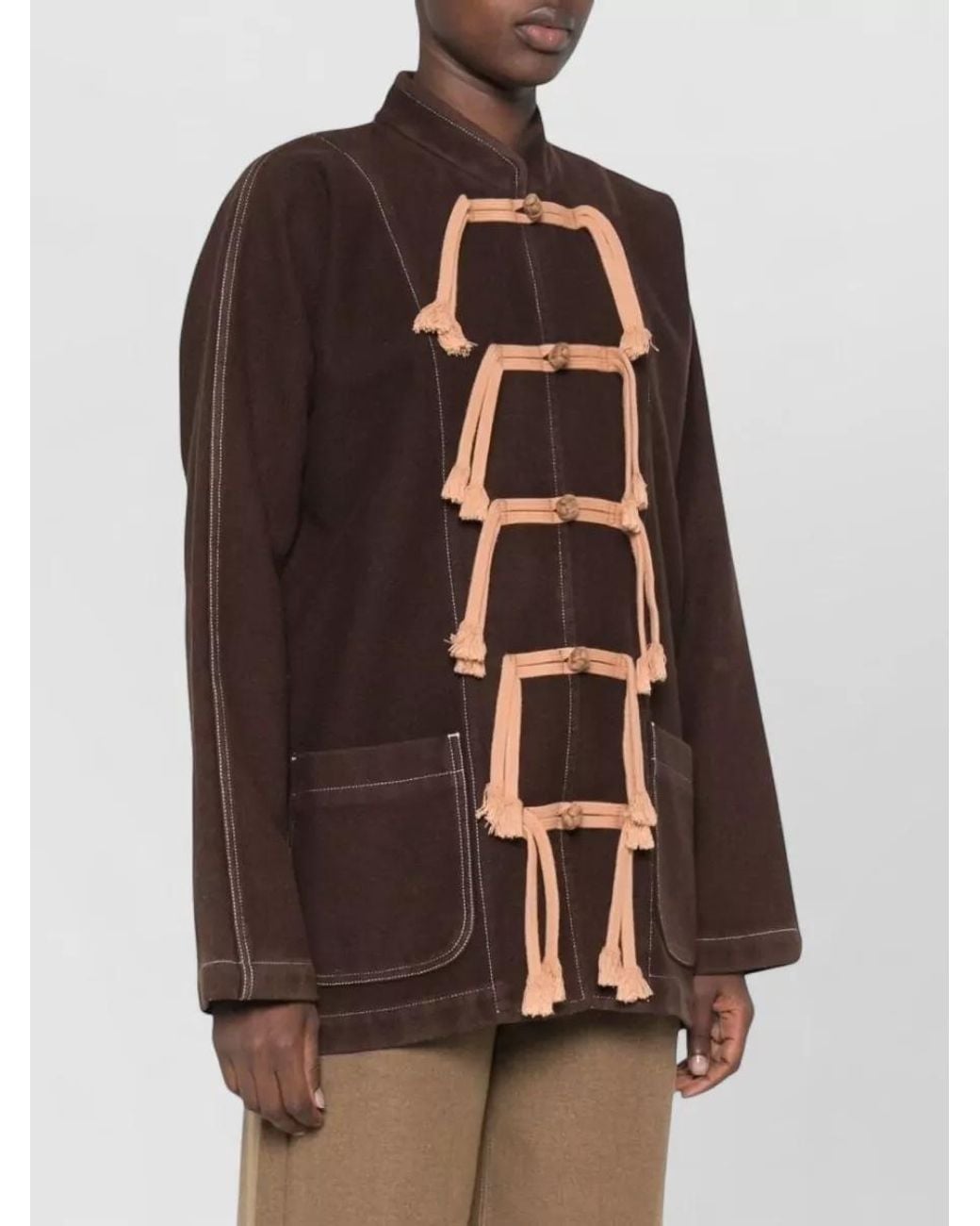 Uma Wang Brown Single-Breasted Wool Coat