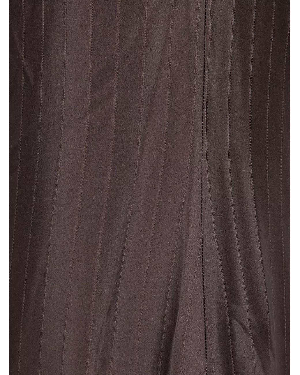 Loulou de Saison Brown Striped Off-The-Shoulder Sleeveless Midi Dress