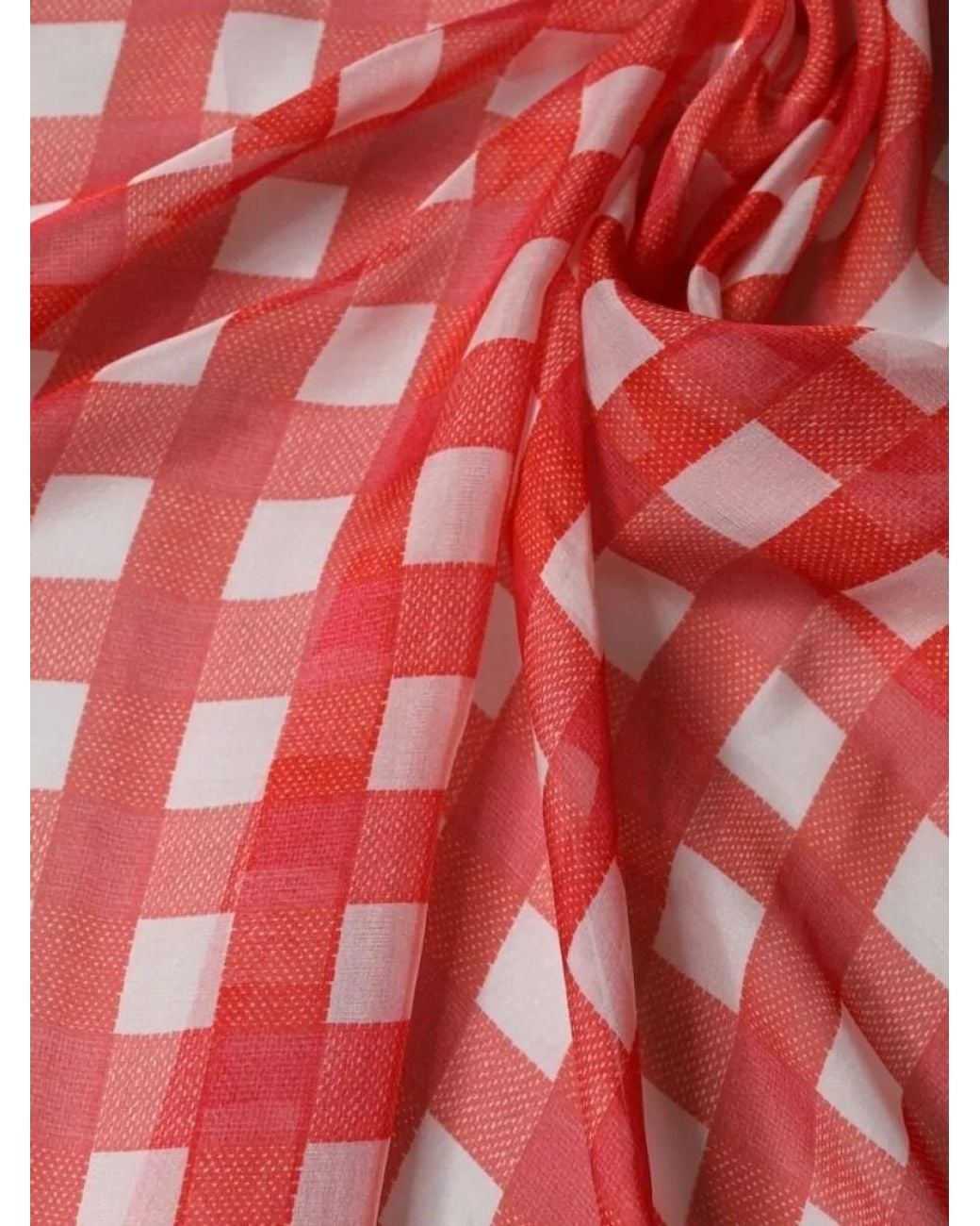 Dolce & Gabbana Red Silk Checked Scarf