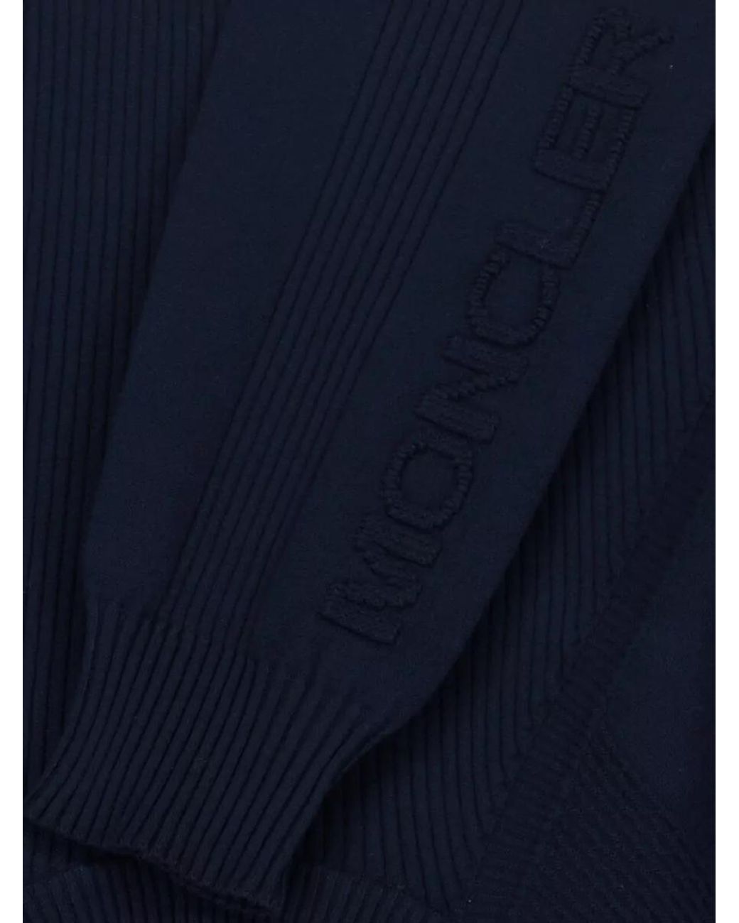 Moncler Blue Ribbed Crewneck Sweatshirt