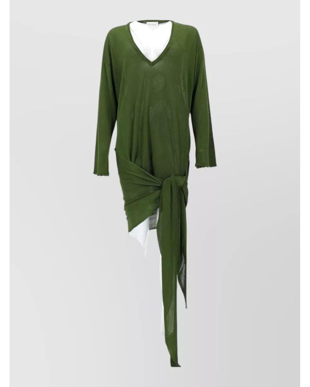 The Attico Green Ribbed Viscose Draped Mini Dress