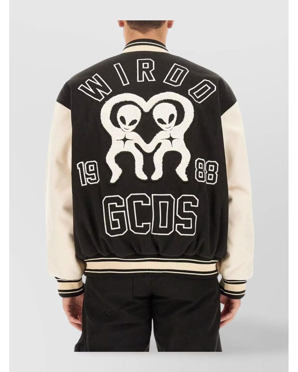 Gcds Black Varsity Bomber Jacket for men
