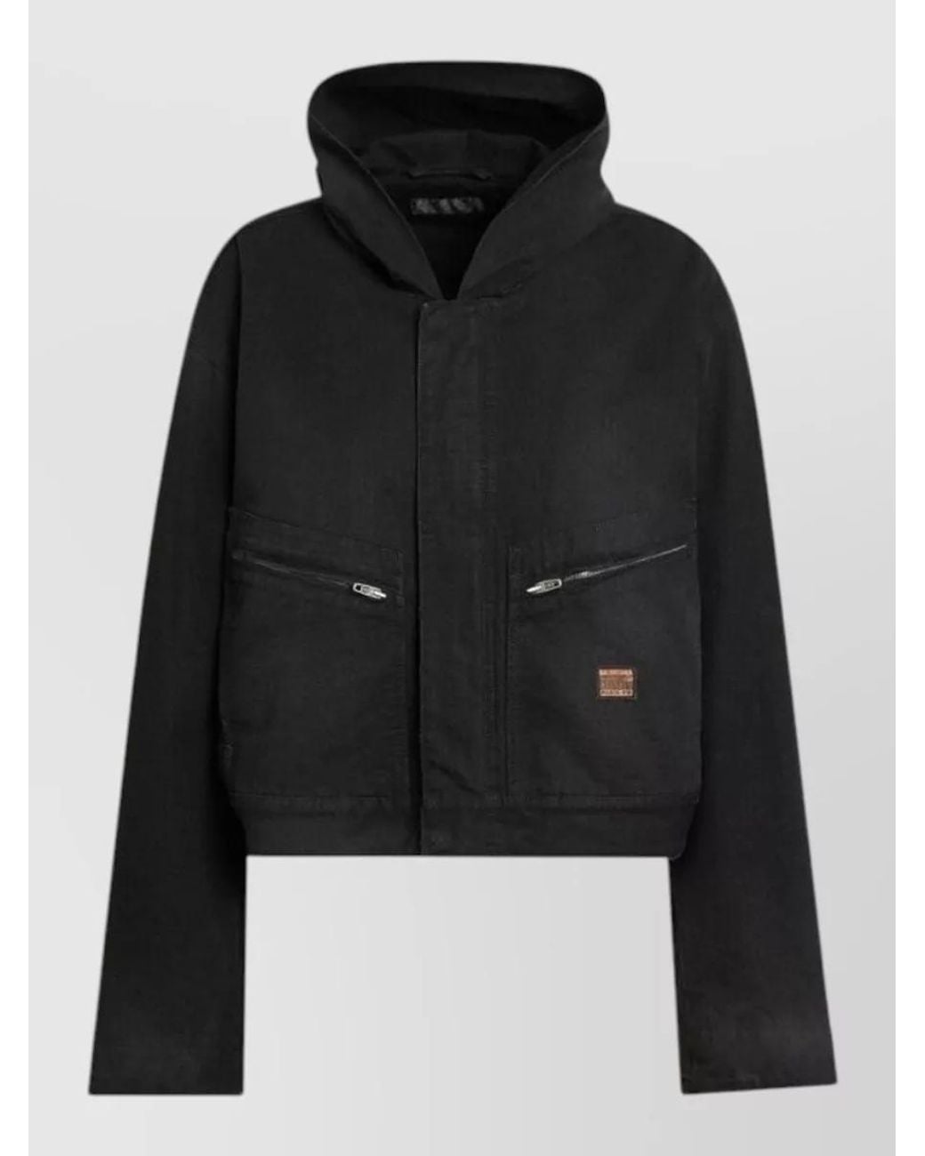 Balenciaga Black Cropped Hooded Jacket