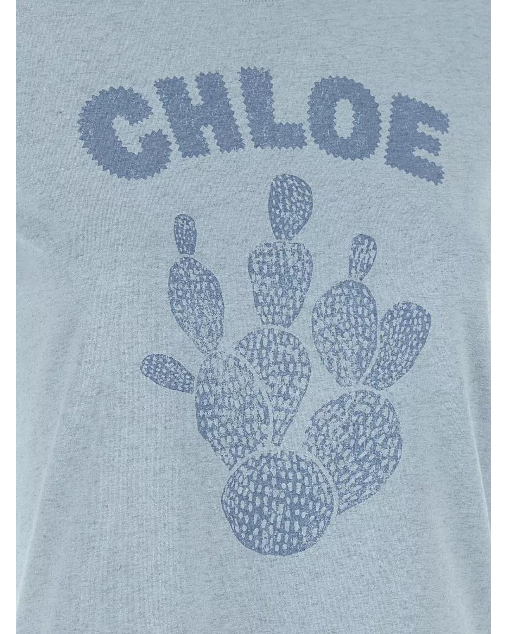 Chloé Blue Cotton Logo Print T-Shirt