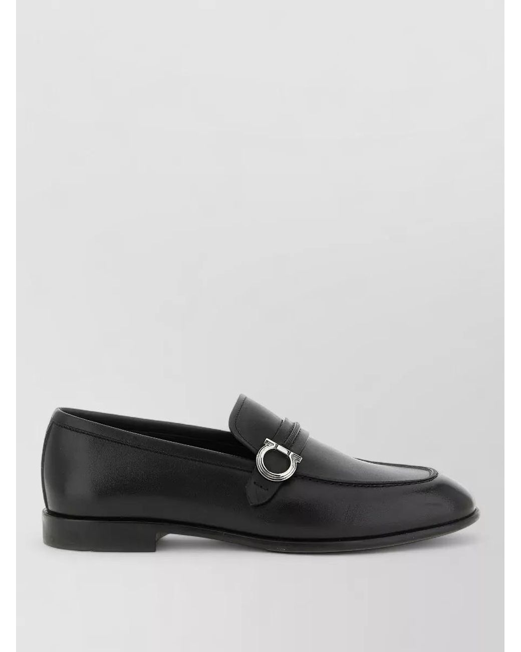 Ferragamo Black Leather Monk Shoes for men