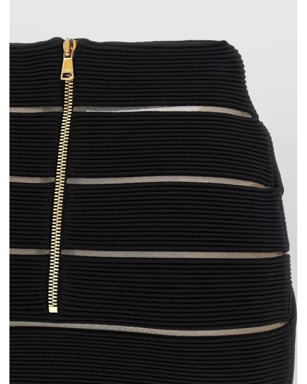 Balmain Black Mesh Panel V-Waist Mini Skirt