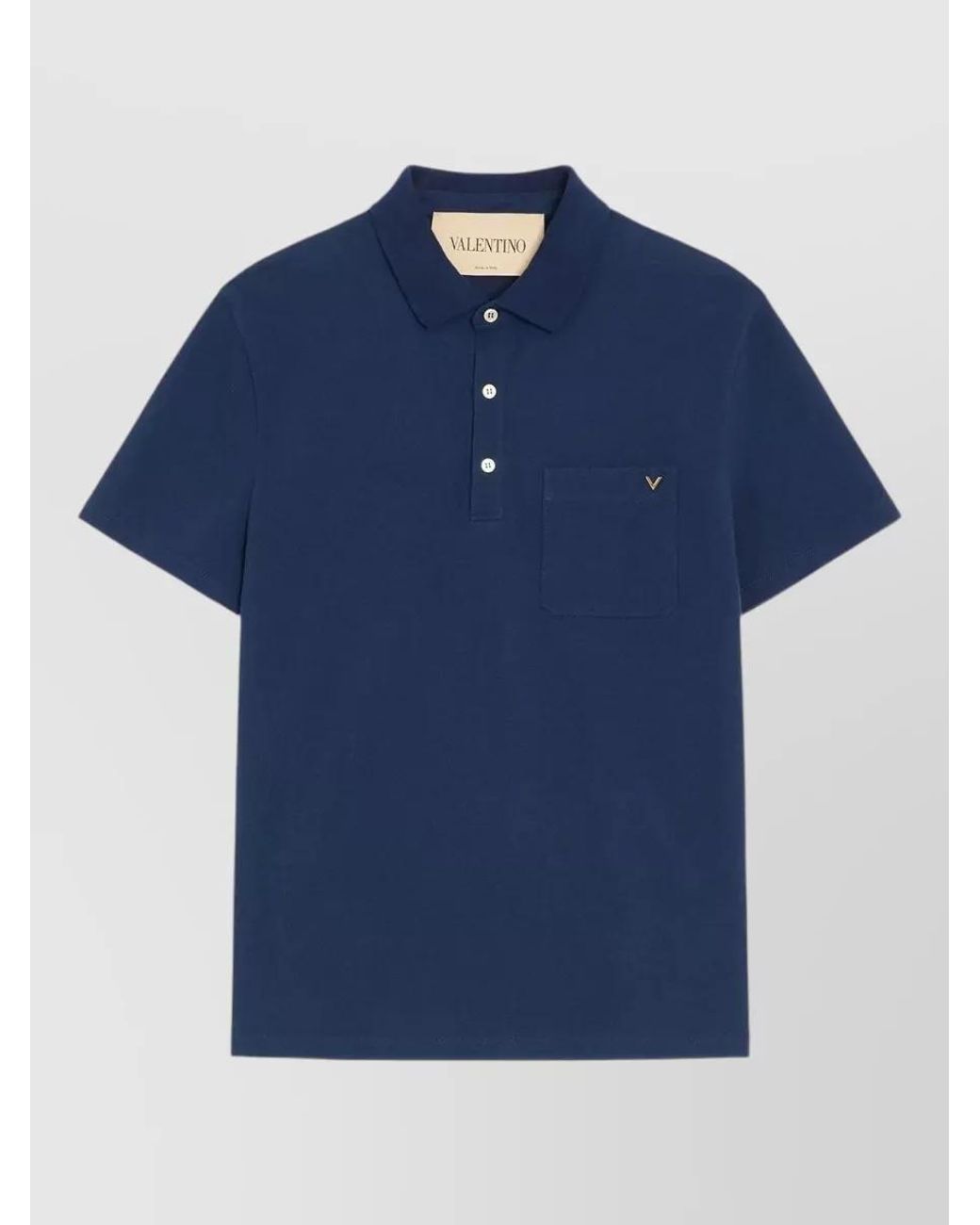 Valentino Garavani Blue Cotton Piqué Short-Sleeve Polo Shirt for men