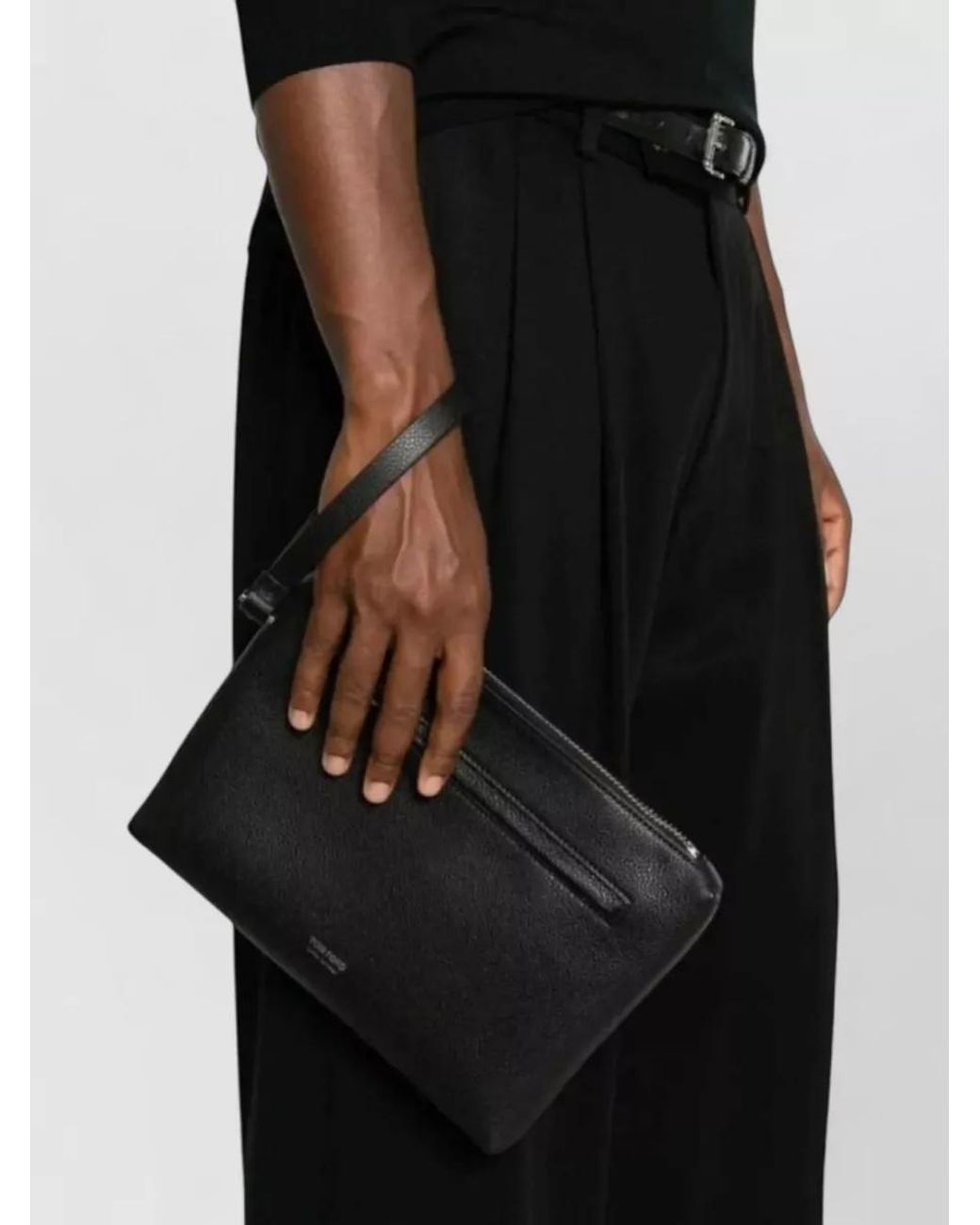 Tom Ford Black Leather Wristlet Clutch Bag for men