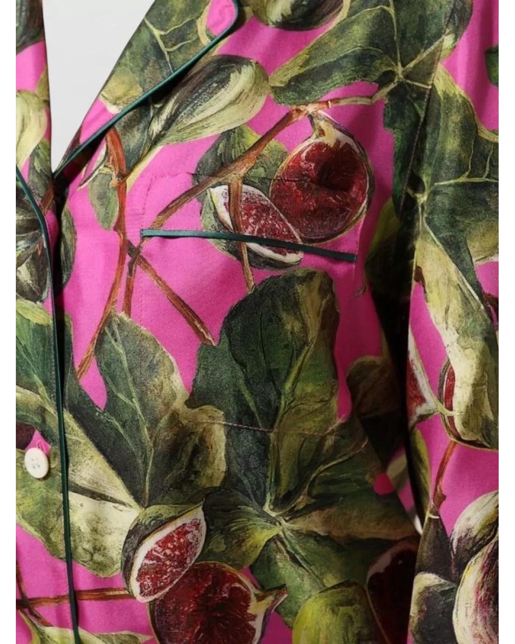 Dolce & Gabbana Red Silk Fig Print Pyjama Shirt