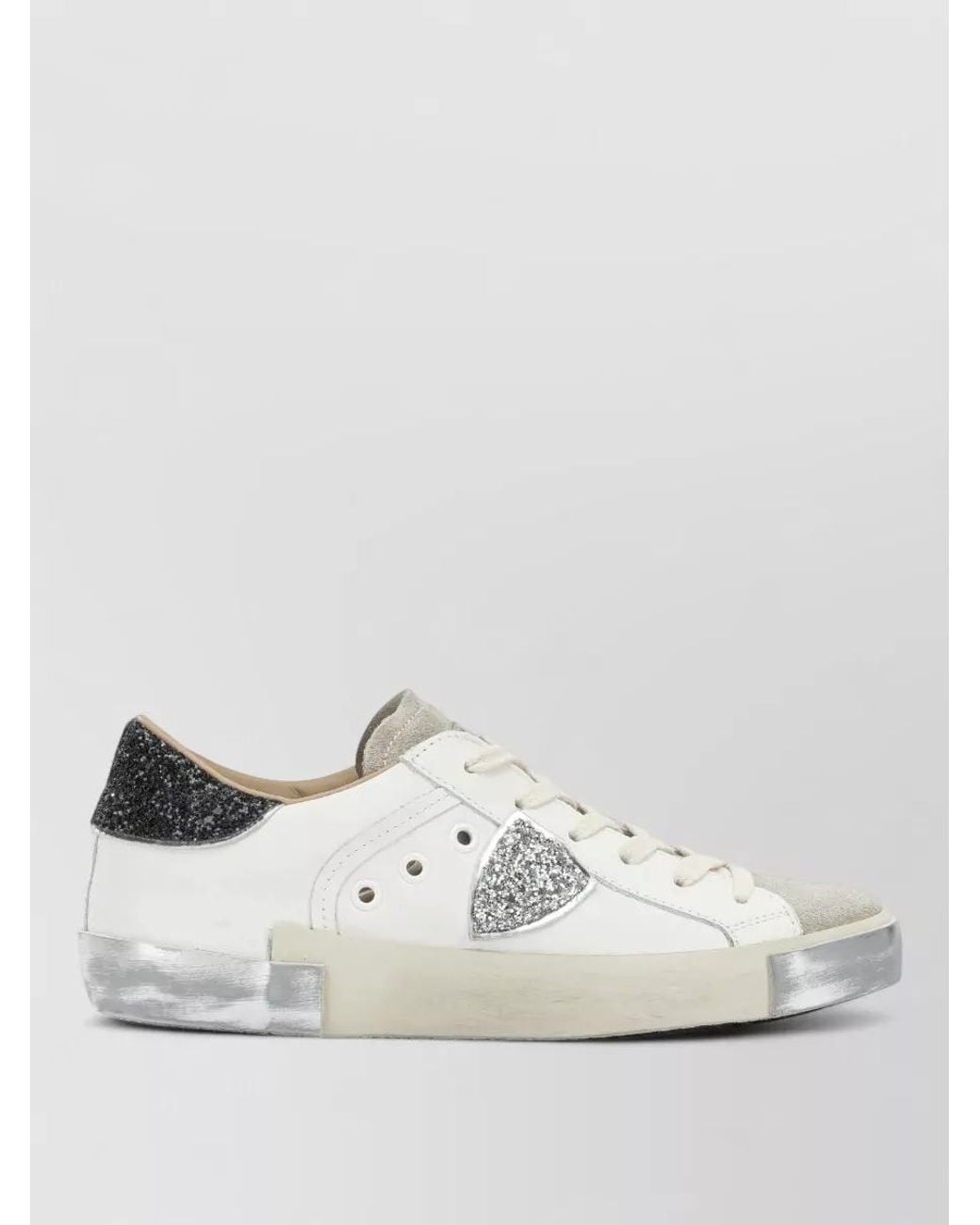 Philippe Model White Leather Low-Top Sneakers