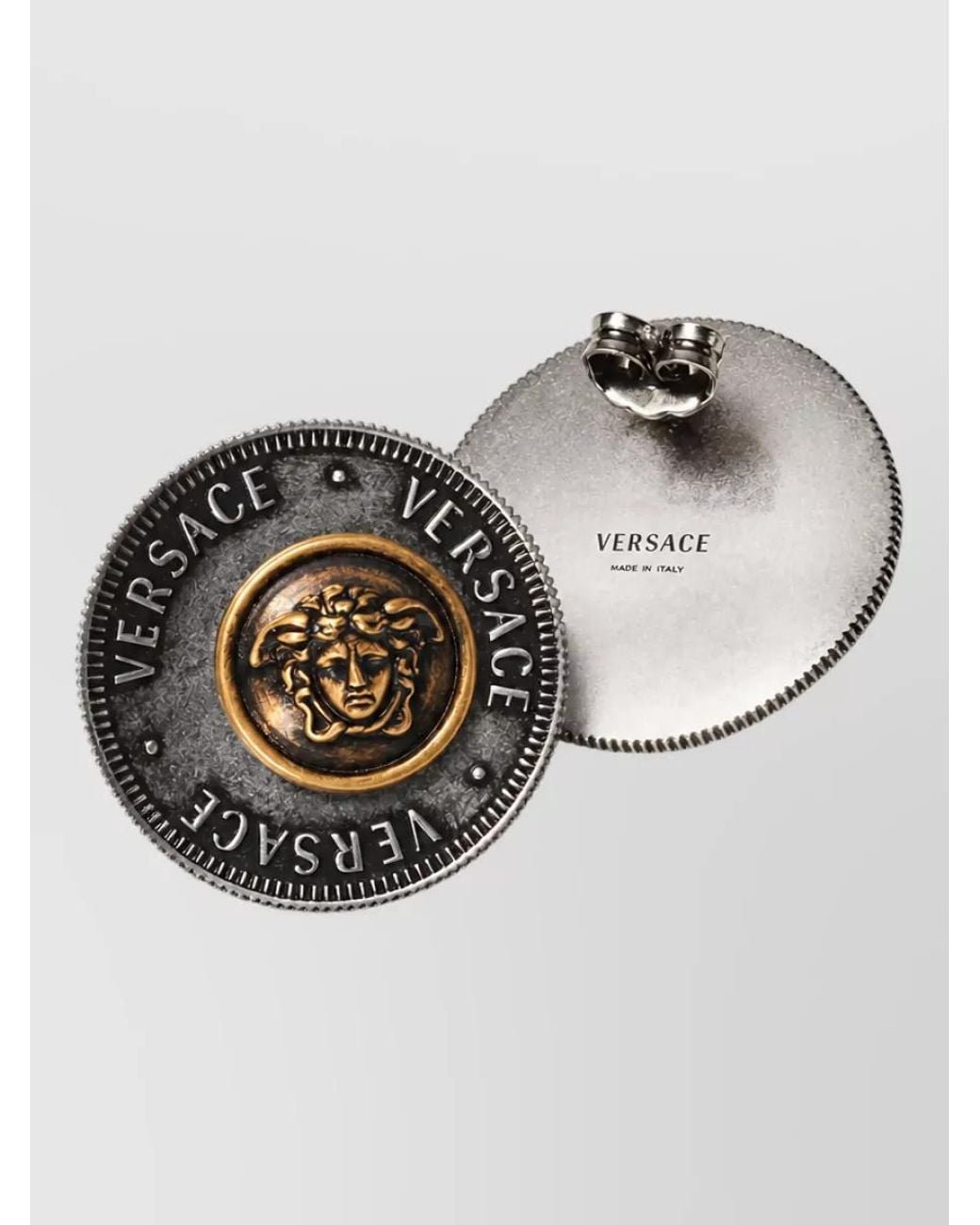 Versace Metallic Metal Stud Earrings