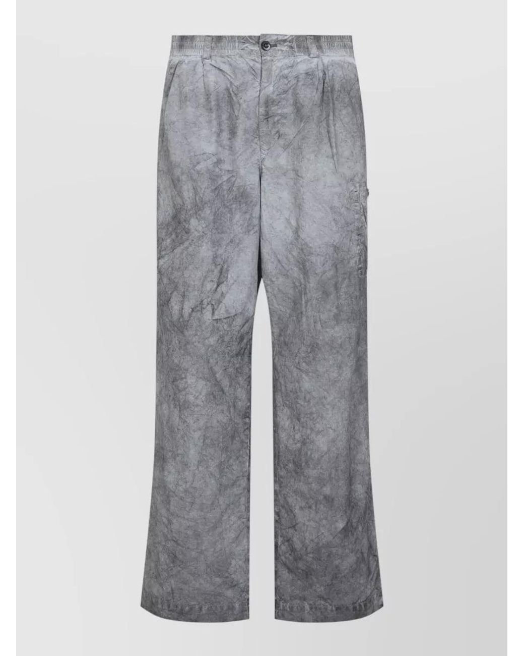 C P Company Gray Crinkled Wide-Leg Cargo Trousers for men