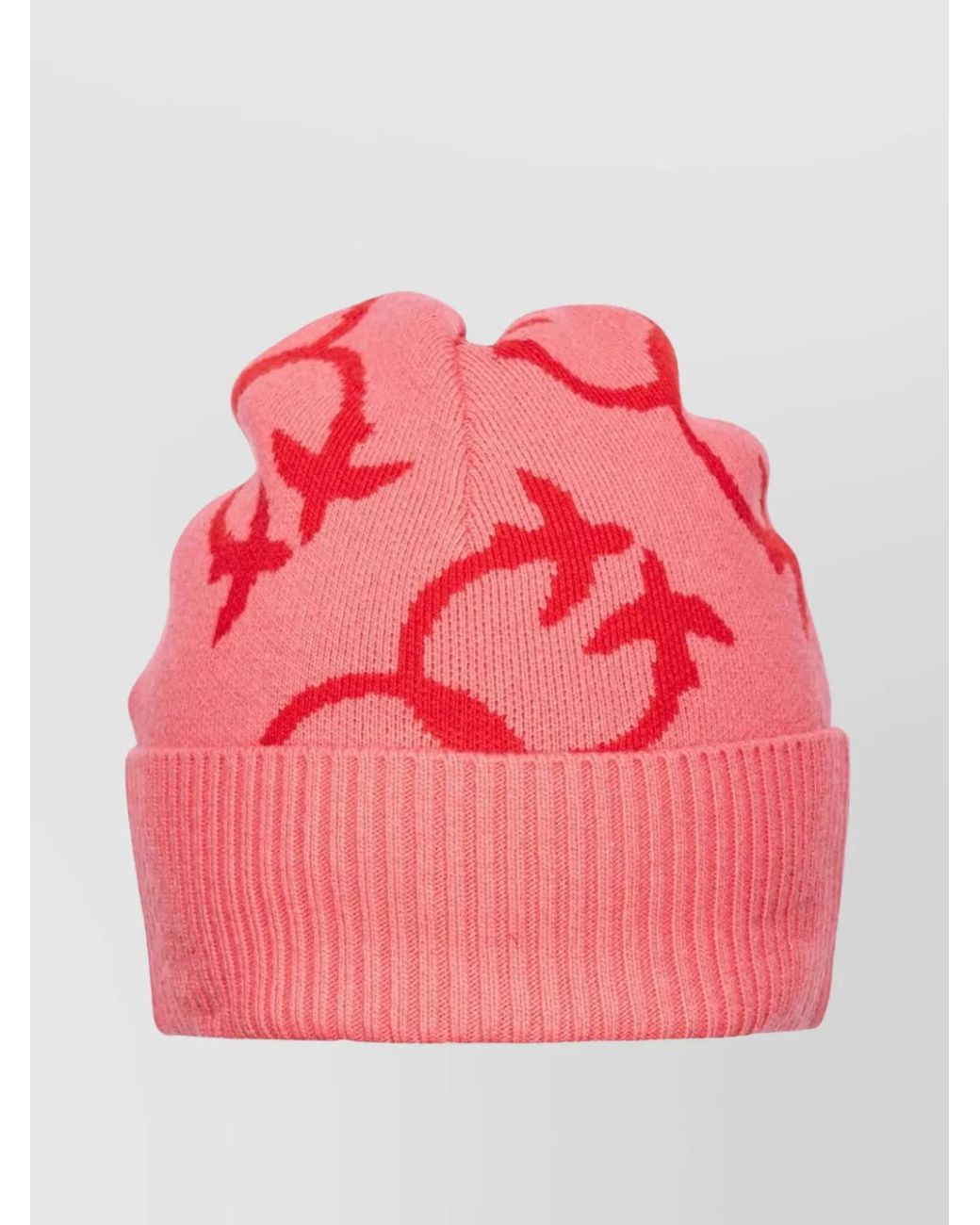 Pinko Pink Wool-Blend Logo-Jacquard Beanie