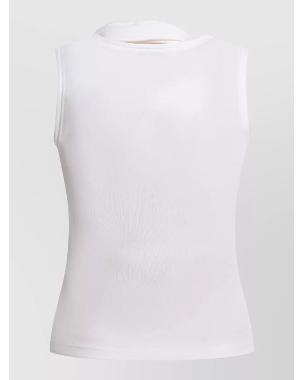 AMI White Draped Detail Sleeveless Top Fitted Silhouette