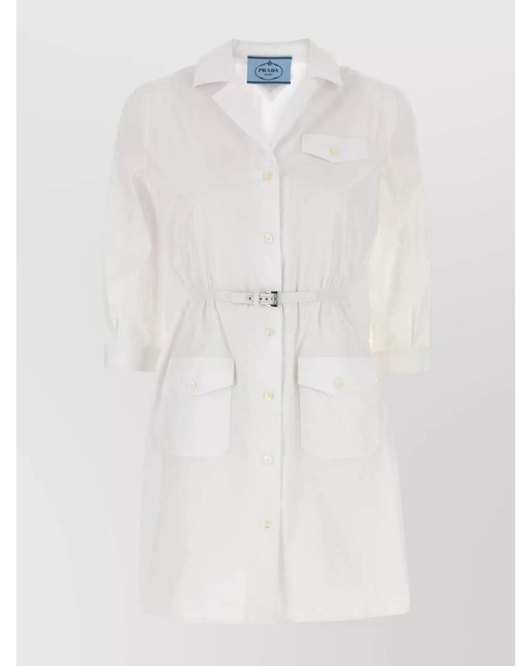 Prada White Cotton Poplin Shirt Mini Dress