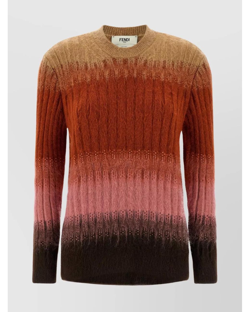 Fendi Brown Ribbed Slim-Fit Gradient Jumper