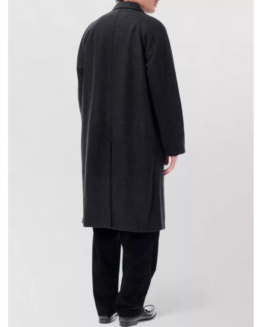 Universal Works Black Wool Single-Breasted Mac Coat for men