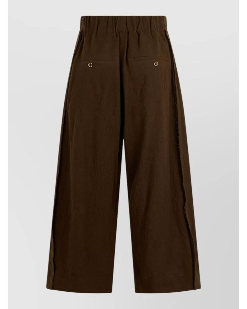 Uma Wang Brown Virgin Wool High-Rise Pleated Wide-Leg Trousers