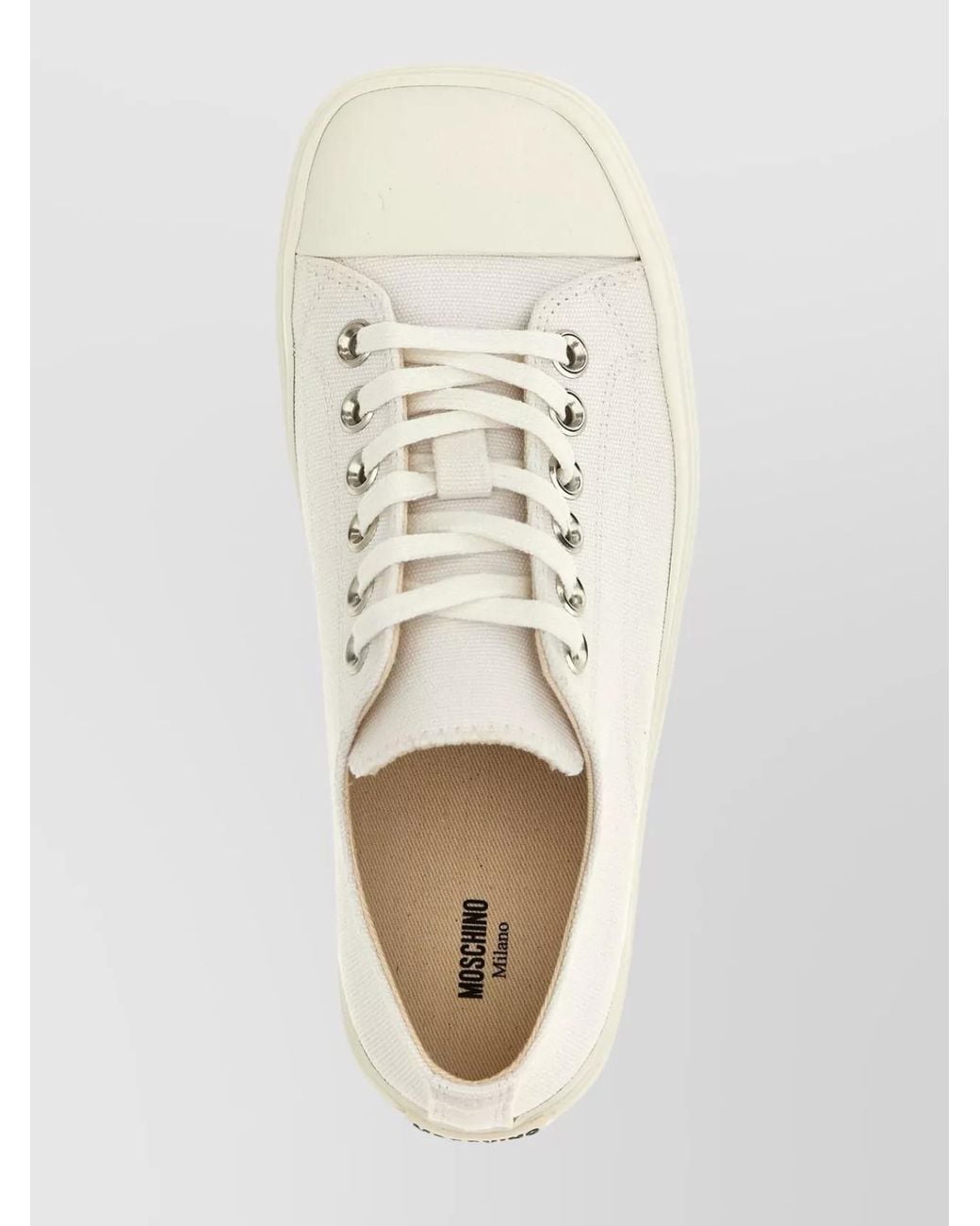 Moschino Natural Canvas Low-Top Sneakers