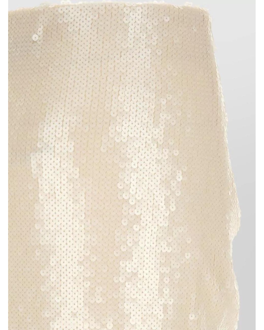 ROTATE BIRGER CHRISTENSEN White Sequin Knot Fitted Skirt