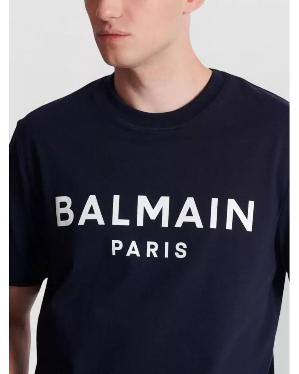 Balmain Blue Cotton T-Shirt for men