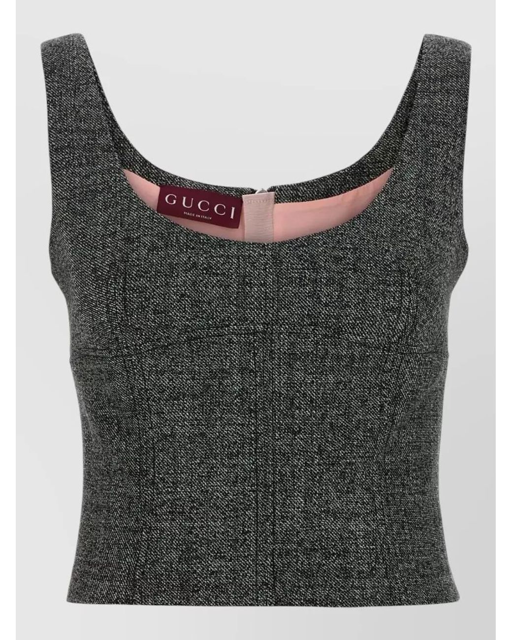 Gucci Gray Wool Grisaille Top, Size 42 It, Ready-To-Wear