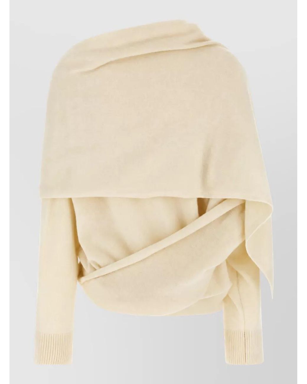 ARMARIUM Natural Cashmere Wool Draped Scarf-Effect Relaxed-Fit Sweater